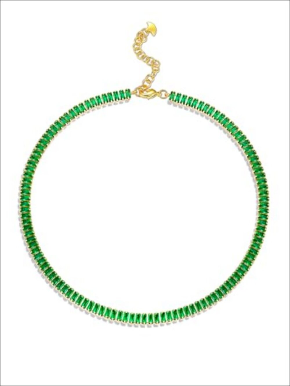18K Gold Plated Emerald Choker Necklace Tennis Chain Gift